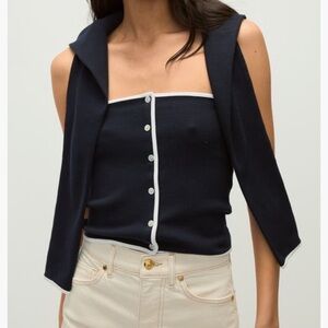 Veronica Beard Valley Stretch Cotton Knit Strapless Top (Size Medium) NWT